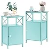 VECELO NightstandEnd Tables with Storage Door2 Pc Lovely Night Stands for KidsBedroomLiving Room16 x 13 x 26 InchesBlue 2set 2 Set