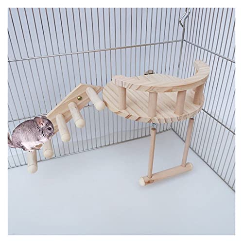 Vogelspeelgoed Hamster houten platform kleine huisdier kooi hek spelen standaard klimmen ladder schommel speelgoed cavia… - Afbeelding 4