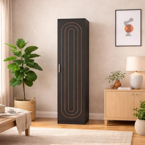 Image of Spyder Craft Arceus Single Door Engineering Woo Wardrobe for Clothes, Stylish Cupboard for Bedroom, Multi-Utility Design with Multirack Storage, Engineered Wood