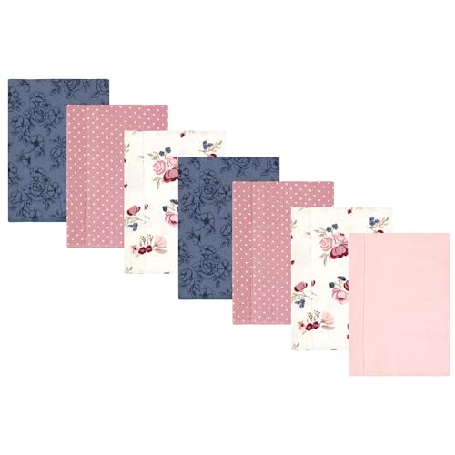 Luvable Friends Hudson Baby Flannel Burp Cloths 7pk, Blush Rose Floral