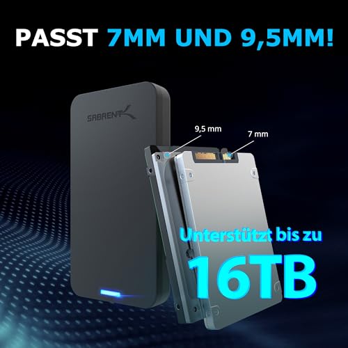 SABRENT Festplattengehäuse 2,5 Zoll USB 3.2 Gen 1 auf SATA III - Externes SSD/HDD Gehäuse mit UASP Unterstützung, werkzeugfreie Montage… – Ansicht 5