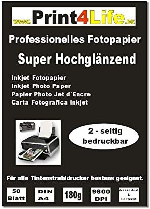 50 Blatt Fotopapier A4 hoch glänzend Tintenstrahldrucker 240g/m²