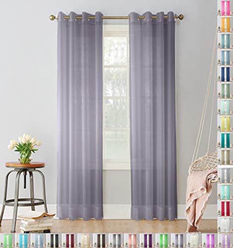 Megachest pair of sheer voile RING top (grey lavender, 56" wideX36 drop(W142cmXH91.5cm)), W 56" x L 36" (2 Panels)