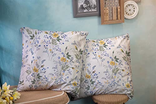 Roolays Decorative Throw Square Pillow Case Cover 18X18Inch,Cotton Cushion Covers Floral Pattern Roses On White Both Sides Printing Invisible Zipper Home Sofa Decor 2-Pack Pillowcase,Orange Peach #TOP2