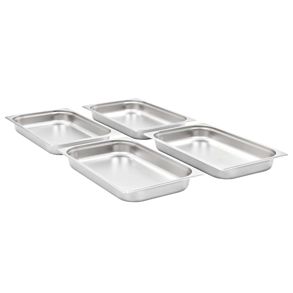 Brokky Contenitori Gastronorm 4 pz GN 1/1 65 mm in Acciaio Inox-Contenitore Gastronorm, Resistenza Termica,Compatibile con i forni a convezione, frigoriferi,Chafing Dishes
