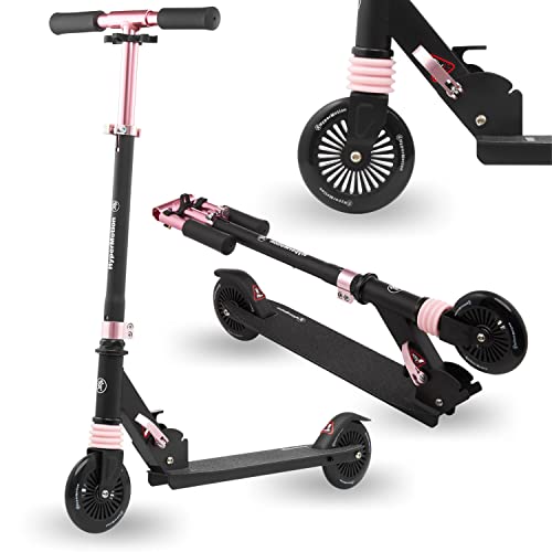HyperMotion Patinete Ligero para Infantil de 4 a 9 Años – Scooter Plegable con Amortiguador - Ruedas 125 mm - Altura de Manillar Ajustable – ABEC7