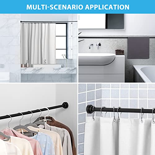 2 Pack Shower Curtain Rod 40-72 Inches Adjustable Length Matte Black Spring Tension Rod for Bathroom, Kitchen, Wardrobe and Doorways - Thumbnail 6