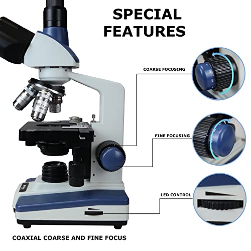 Image of VS-60T-RC Siedentopf Trinocular Compound Microscope, 40X-2500X Magnification, Wide-Field 10X and 25X Eyepieces, Double-Layer Mechanical Stage, LED Illumination