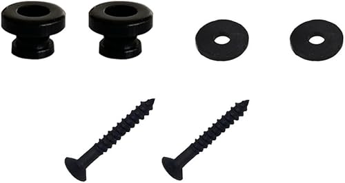 Missmore Botones de correa de metal con tornillos de montaje para guitarra acústica eléctrica, bajo, ukelele (negro plano)