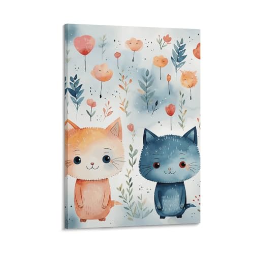 Toile murale chat en tissu suspendu de 50 x 75 cm pour style épuré
