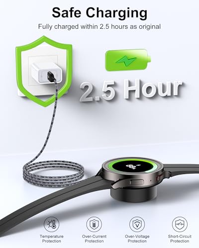 Image of Magnetic Watch Charger Compatible with Samsung Galaxy Watch 8 7 6 5 4 FE Ultra, 3.3FT Durable Nylon Braided USB A Charging Cable Dock for Galaxy Watch Ultra 47mm Classic 46mm Active 2 1 Power