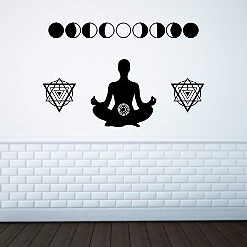C-US-lmf379581 Kundalini Yoga Vinilo adhesivo para pared de geometría sagrada arte con fases de luna, vinilo, 6x9