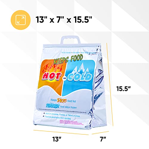 Image of Superio Hot and Cold Stand Up Reusable Insulated Bag- 12 Pack Food Storage for Frozen Items & Hot Items Including Lunch Bags & Grocery Shopping Bags Reinforced Heavy Duty Refrigerated Totes