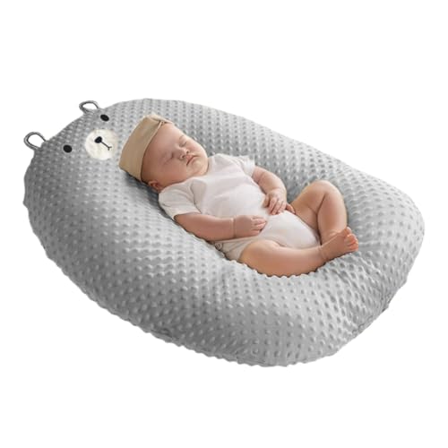 iuscacey Almohada reclinable para bebés recién Nacidos - Nido antirreflujo, inclinación de 15°, para Jugar Boca Abajo, Soporte para la alimentación, Lavable a máquina (0-18 Meses),Gris