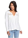 Hals: V-Ausschnitt Roxy Damen Knit Top Follow The Sea Level - Langärmliges Oberteil für Frauen, Snow White, M, ERJKT03655