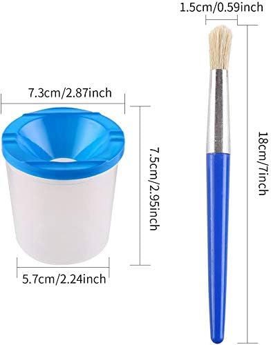 DIYASY 4 Pcs Kids No Spill Paint Cups and 4 Round Paint Brushes 4 Colors Spill Proof Paint Cups for Children' Art Class and Home. - Image 4
