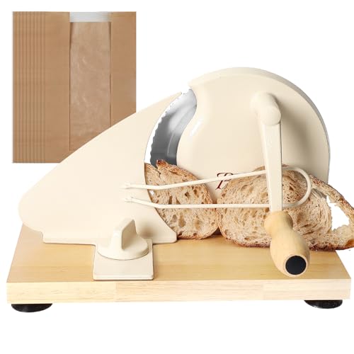 Brvclon Manual Bread Slicer for Homemade Sourdough,Adjustable Thickness,Hand Crank Bread Slicer with...