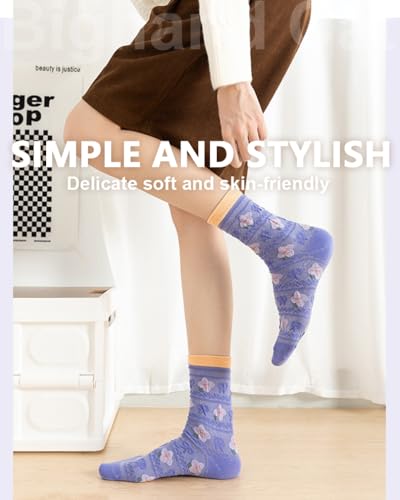 Image of IIG Womens Novelty Cotton Crew Socks Cute Animals Socks Fun Flower Socks (fit women's shoe size 5-9)