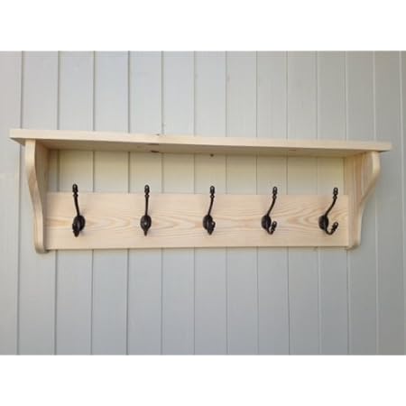 Pine Coat Rack with Shelf (Natural Unfinished Pine, 24