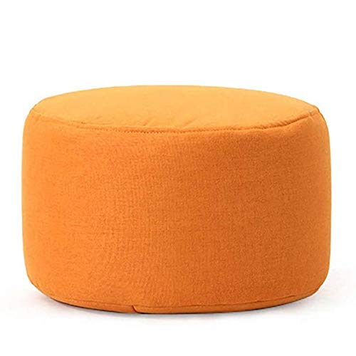 Pouf repose-pieds multifonctionnel en lin avec assise ronde de 45 cm