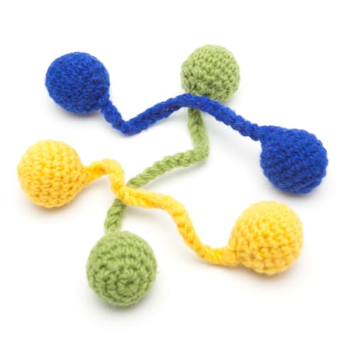 Glaciart One Catnip Wool Balls - Hanging Cat Toys for Indoor, 100% Natural Wool - Hanging or Sliding, Interactive Kitten Toy for Door Handles, Wall Hooks, Gift for Cats - Set of 3
