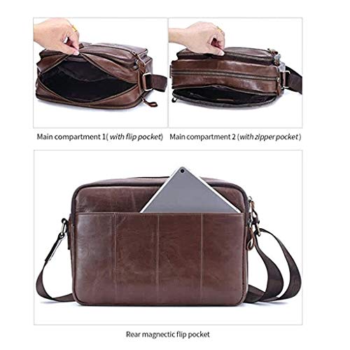 Brown Business Travel Briefcase,Genuine Leather Duffel Bags Large Capacity Travel Anti-Theft Shoulder Bag3