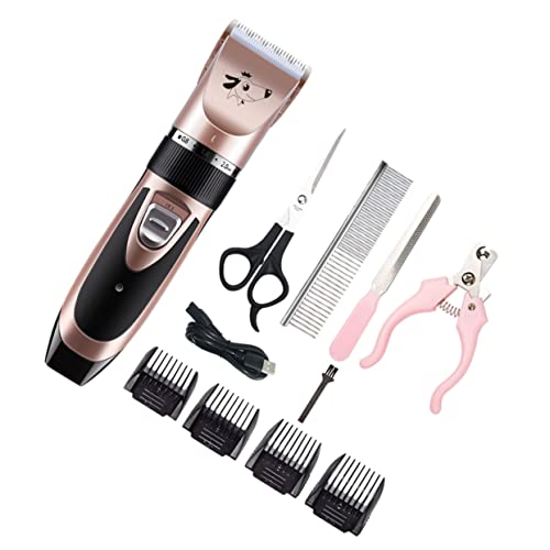 UPKOCH 1Juego Kit De Cortapelos Para Mascotas USB Recortador Para Perros De Herramientas De Portátil Con Accesorios Antideslizante y Silencioso Rosa