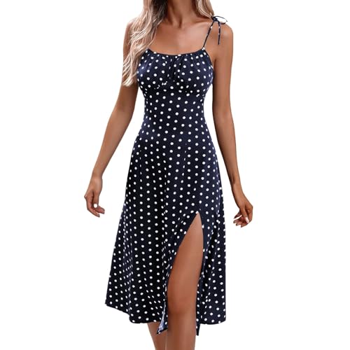 Robe d'été décontractée sans manches à pois pour femme