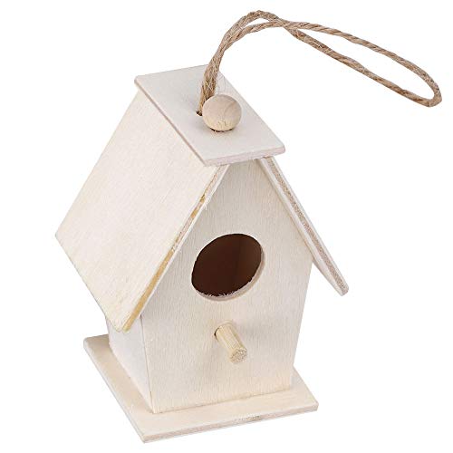 Wooden Bird House, 4Pcs Mini Hanging Birdhouse Nesting Box Natural Unfinished Wood Bird Nests For Outdoor Garden Courtyard Decoration #TOP7