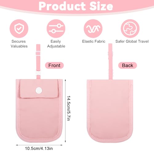 2 PCS Travel Bra Wallet for Women, Pink & Black Adjustable Hidden Undercover Travel Bra Pouch for Credit Cards Valuables Secret Pocket for All Bra Sizes2