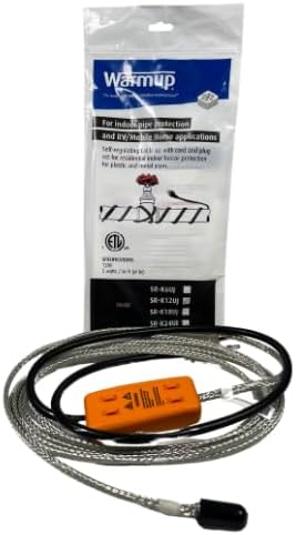 Warmup Unjacketed Self-Regulating Heater Cable Kit – 120V, Pre-Terminated Plug, for Indoor Residential Pipe Protection Only (6FT)