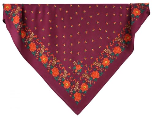 NESGA TEXTIL Lenço português / galego, 100% viscose, 90 x 90 cm, lenço tradicional regional para fato típico, Vinho