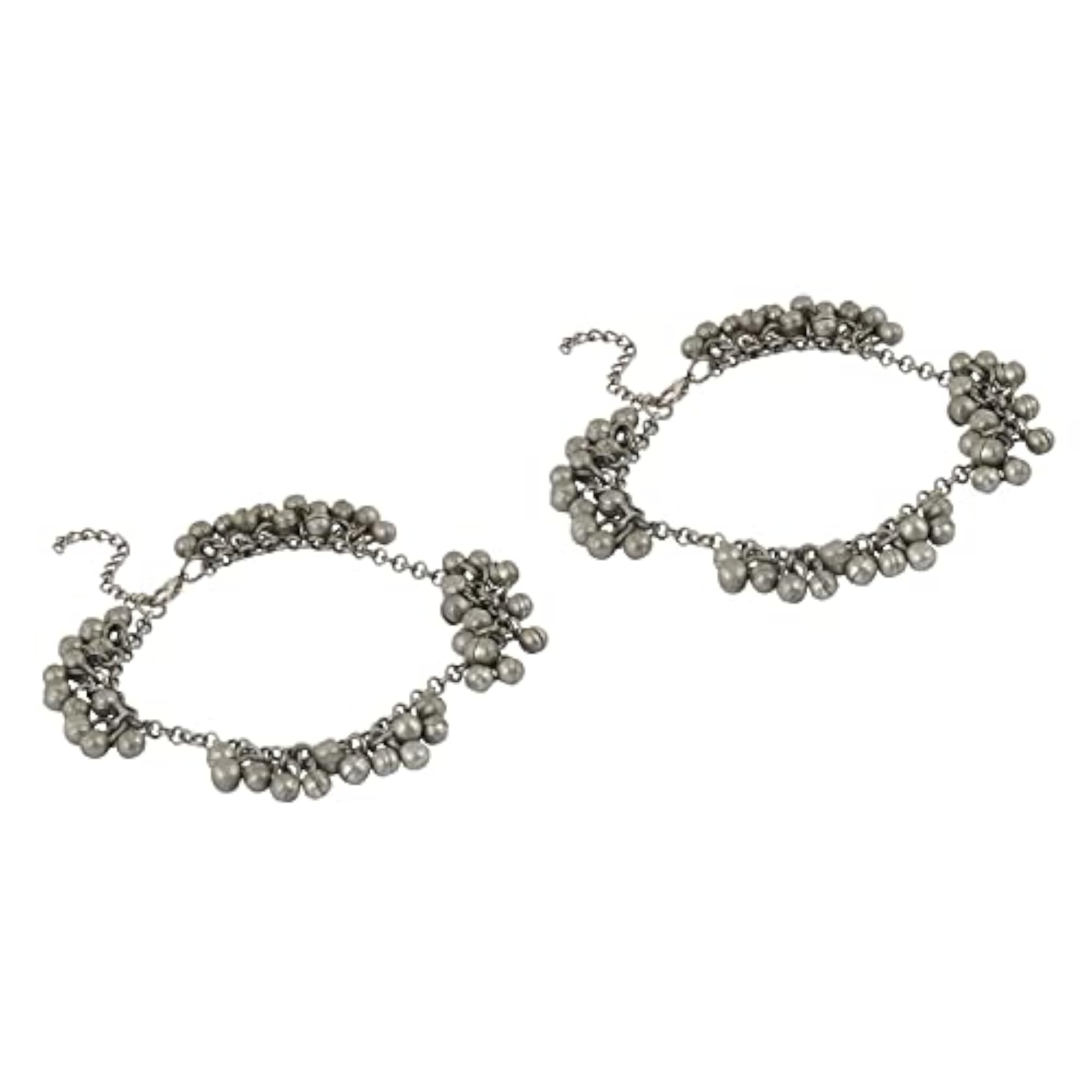 Nazreen Silver Oxidised Ghungroo Anklet