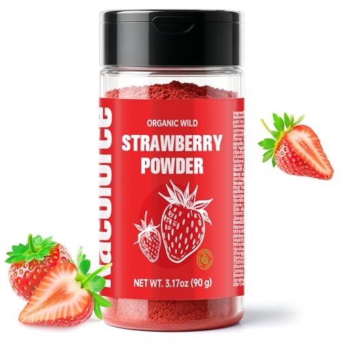 Nacolorce 100% Organic Freeze-Dried Strawberry Powder (3.17oz) | No Sugar Added: Gluten-Free Vegan Food Coloring & Seasoning for Baking Smoothies Cakes & Drin