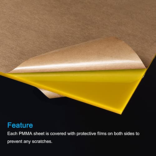 Image of MECCANIXITY PMMA Acrylic Sheets Colored Non Transparent 12 x 6 Inch Yellow for Glass, DIY, Painting, Art Craft