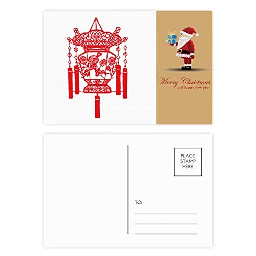 Cartes postales chinoises Père Noël Rouge lot de 20 illustrations de Noël en papier