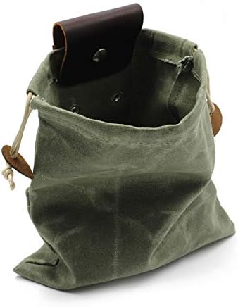 Foraging Bag,Mushroom Foraging Bag Waxed Canvas Tinder Waterproof Small Leather Pouch Hunting Bag Fanny Pack for Dog Training Bushcraft Belt (Green)