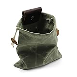 Foraging Bag,Mushroom Foraging Bag Waxed Canvas Tinder Waterproof Small Leather Pouch Hunting Bag Fanny Pack for Dog Training Bushcraft Belt (Green)