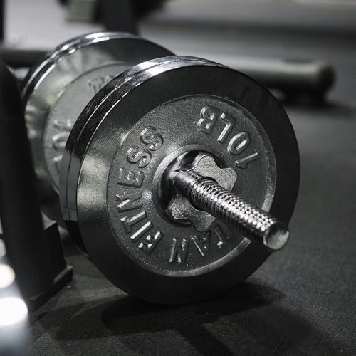 Image of Titan Fitness 200 LB Adjustable Chrome Dumbbell Set, Pair of 100 LB Dumbbells, Durable Chrome Plates, Medium Knurl Grip Handles, Includes Four Star Collars, Space-Saving Home Gym Equipment