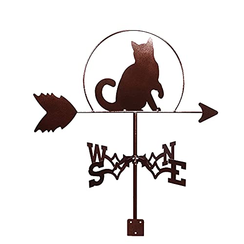 ZAANU Veleta de Viento Veleta con Silueta de Gato Patio Veleta de Hierro Forjado Indicador de dirección del Viento Herramienta de medición de Veleta Resistente a la corrosión de Acero in