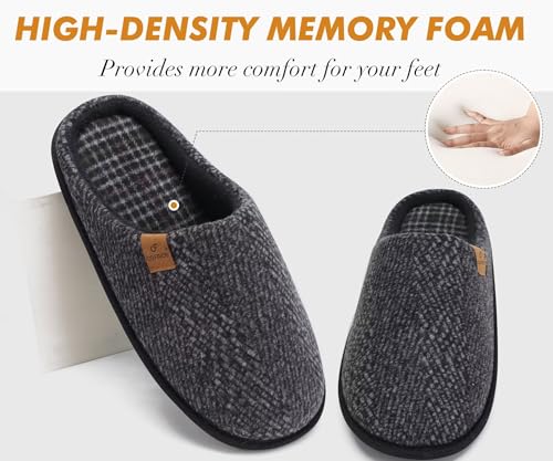 COFACE Unisex Mens Womens Cozy Memory Foam Scuff Slippers Casual Slip On Warm House Shoes Indoor/Outdoor Felt Sandal Slippers Size 4-153