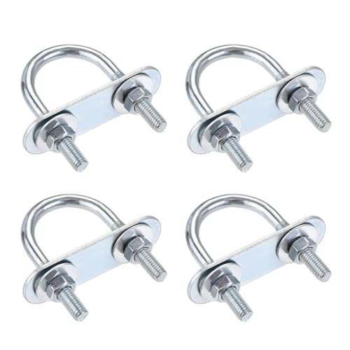 Image of TA-VIGOR 4 Sets M6 Round U Bolts, 27mm Inner Width 53mm Length Steel U Bolts with Nut, Plate, Washer for Attaching Pipe, Conduit, Cable, Tube, Brackets, Boat and Trailer