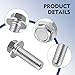 Titgoes Pack-14 Differential Cover Bolts, M8 1.25 x 20mm 304 Stainless Steel Toothed Hex Bolt Kit, Universal Automotive Bolt Kit Differential Bolts Replacement Parts, Suitable for Most Cars (Silver)