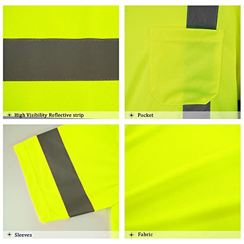 Lx Reflective Safety Shirt Short Sleeve High Visibility Reflective Breathable Unisex Fast Dry T Shirt For Work Warehouse Cycling Construction Running Class 3(Yellow-3Pcs, Xxl) #TOP4