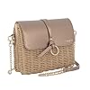flora & co Sac Bandoulière Chaîne Femme en Paille - Besace De Plage Été Rotin Tressé - Bohème Tendance - Marron Métal #1