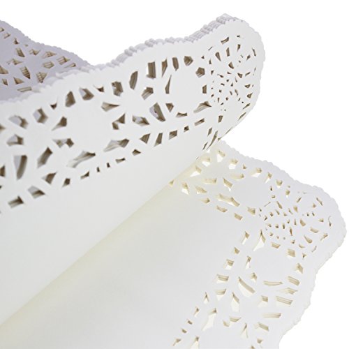 Ljy 100 Pieces White Lace Rectangle Paper Doilies Cake Packaging Pads Wedding Tableware Decoration (10.5" X 14.5") #TOP2