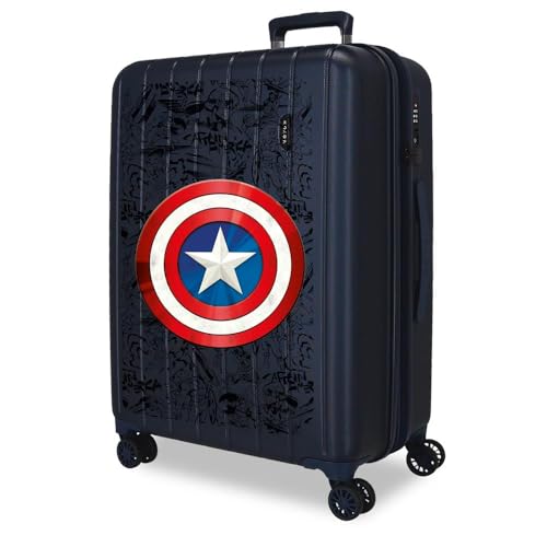 Joumma Marvel Captain America Maleta Mediana Azul 48x65x27 cms rígida 3,5 kgs Cierre TSA Integrado ABS 3,5 kgs 72L Extensible