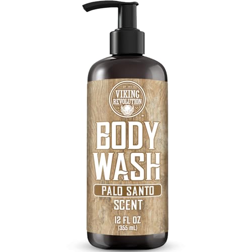 Viking Revolution Palo Santo Body Wash for Mens Shower Gel - Moisturizing Mens Body Wash with Vitamin E and Aloe Vera - Shower Gel Body Wash Men (12 Fl Oz, Pack of 1)