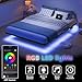 HAVONIZD Floating Bed Frame Queen with LED Lights and Charging Station - 8 inch Platform Bed Frame No Box Spring Needed, Easy Assembly