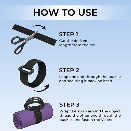 Double Dragon 10m x 2cm Reusable Hook & Loop Cable Straps with 50 Buckles, Adjustable - Image 3